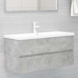 vidaXL Mueble con lavabo madera de ingeniería gris hormigón