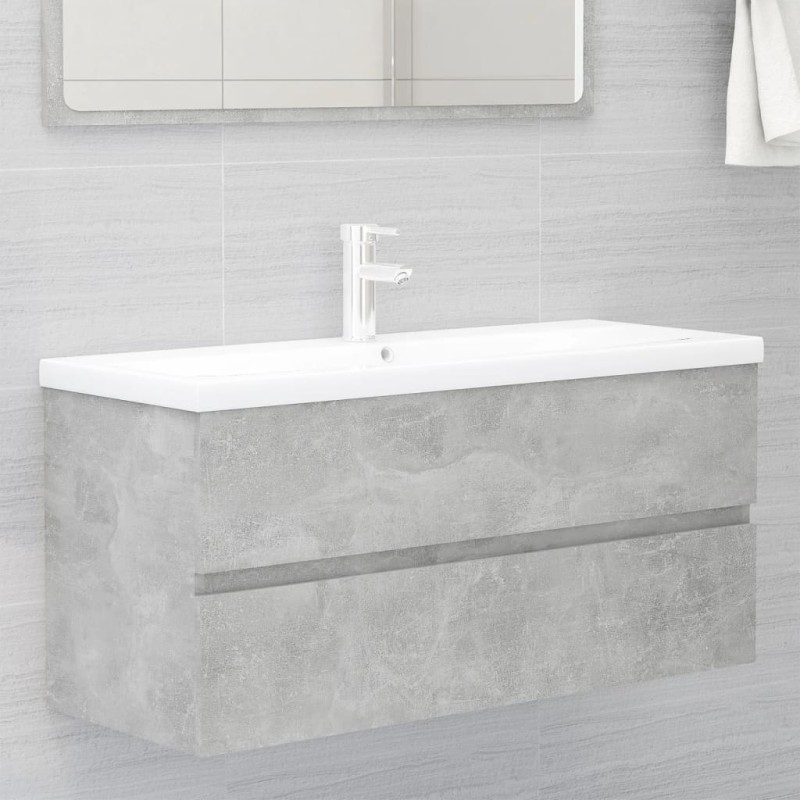 vidaXL Mueble con lavabo madera de ingeniería gris hormigón vidaXL Mueble con lavabo madera de ingeniería gris hormigón