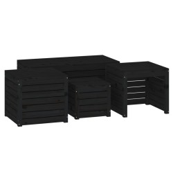 vidaXL Juego de cajas de jardín 4 piezas madera maciza de pino negro