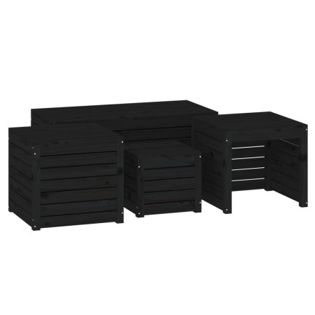 vidaXL Juego de cajas de jardín 4 piezas madera maciza de pino negro