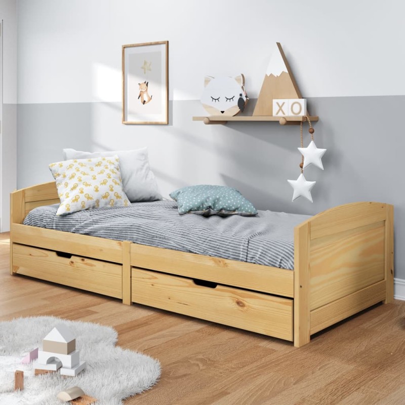 vidaXL Sofá cama con 2 cajones madera maciza pino IRUN 90x200cm vidaXL Sofá cama con 2 cajones madera maciza pino IRUN 90x200cm