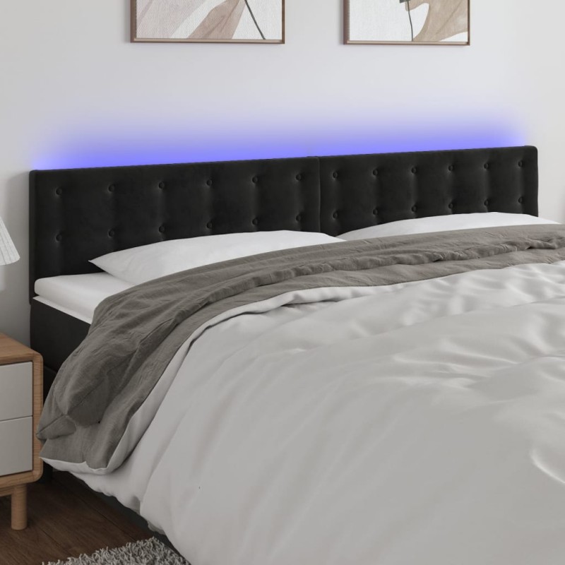 vidaXL Cabecero con LED de terciopelo negro 200x5x78/88 cm vidaXL Cabecero con LED de terciopelo negro 200x5x78/88 cm