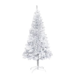 vidaXL Árbol de Navidad preiluminado con luces y bolas plateado 150 cm