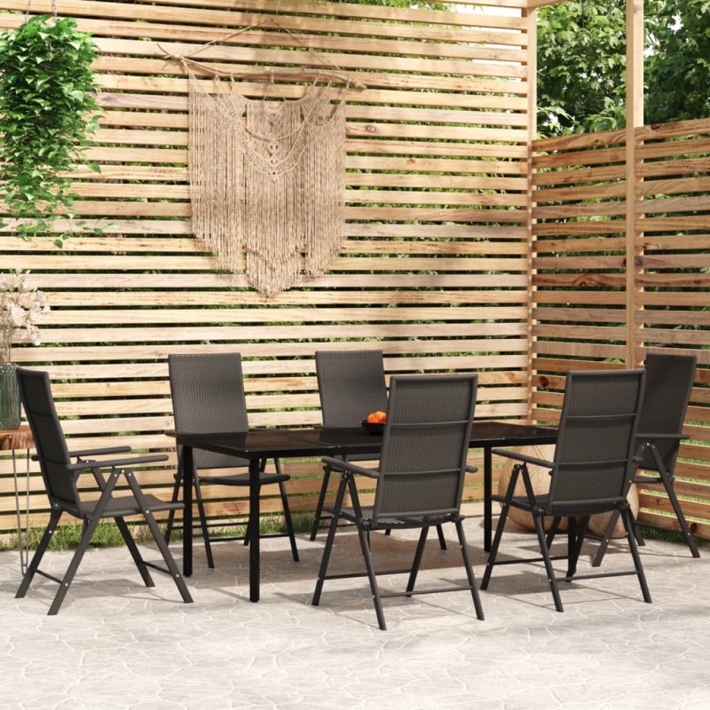 vidaXL Juego de comedor para jardín 7 piezas negro vidaXL Juego de comedor para jardín 7 piezas negro