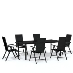 vidaXL Juego de comedor para jardín 7 piezas negro