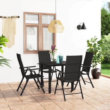 vidaXL Juego de comedor para jardín 5 piezas negro