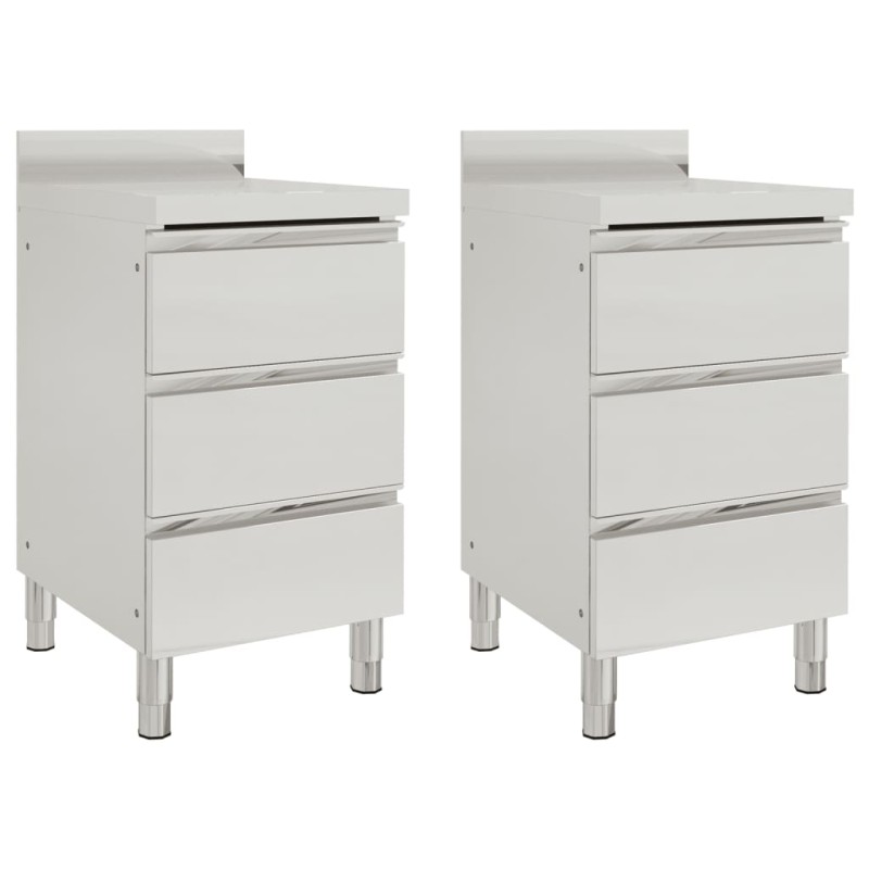 vidaXL Armarios de cocina comercial 3 cajones acero inoxidable 2 uds vidaXL Armarios de cocina comercial 3 cajones acero inoxidable 2 uds