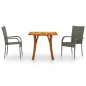 vidaXL Juego de comedor de jardín de 3 piezas gris vidaXL Juego de comedor de jardín de 3 piezas gris