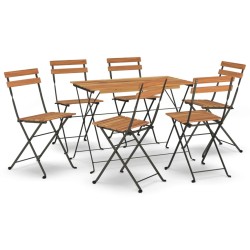 vidaXL Muebles cafetería plegables 7 pzas madera maciza acacia y acero