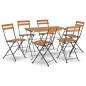 vidaXL Muebles cafetería plegables 7 pzas madera maciza acacia y acero vidaXL Muebles cafetería plegables 7 pzas madera maciza acacia y acero