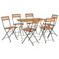 vidaXL Muebles cafetería plegables 7 pzas madera maciza acacia y acero vidaXL Muebles cafetería plegables 7 pzas madera maciza acacia y acero