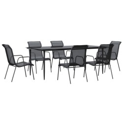 vidaXL Juego de comedor para jardín 7 piezas acero y textilene negro