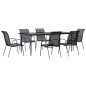 vidaXL Juego de comedor para jardín 7 piezas acero y textilene negro vidaXL Juego de comedor para jardín 7 piezas acero y textilene negro