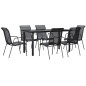 vidaXL Juego de comedor para jardín 7 piezas acero y textilene negro vidaXL Juego de comedor para jardín 7 piezas acero y textilene negro