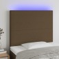 vidaXL Cabecero con luces LED tela marrón oscuro 100x5x118/128 cm