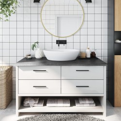 vidaXL Encimera baño madera maciza tratada gris oscuro 100x50x(2-4) cm