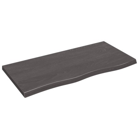 vidaXL Encimera baño madera maciza tratada gris oscuro 100x50x(2-4) cm