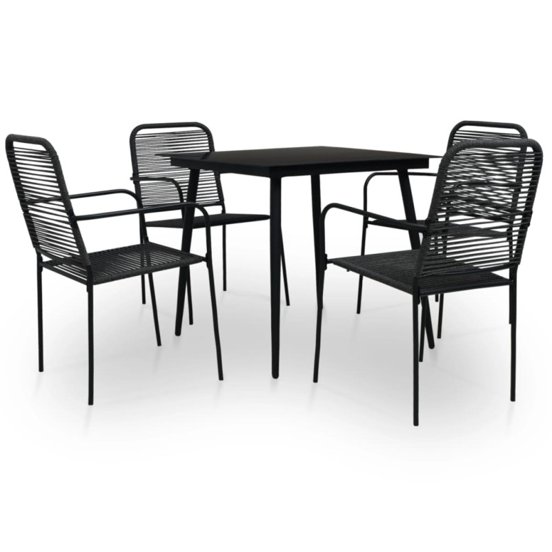 vidaXL Set de comedor de jardín 5 pzas cuerda de algodón y acero negro vidaXL Set de comedor de jardín 5 pzas cuerda de algodón y acero negro