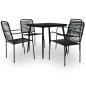 vidaXL Set de comedor de jardín 5 pzas cuerda de algodón y acero negro vidaXL Set de comedor de jardín 5 pzas cuerda de algodón y acero negro