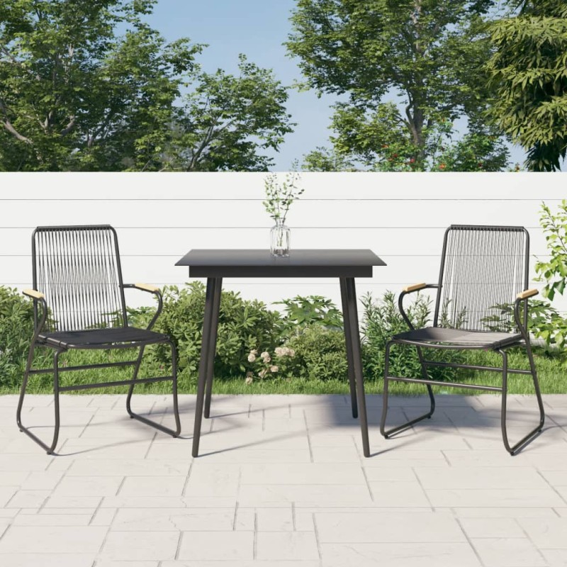 vidaXL Juego de comedor de jardín 3 piezas ratán PVC negro vidaXL Juego de comedor de jardín 3 piezas ratán PVC negro