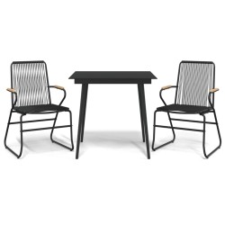 vidaXL Juego de comedor de jardín 3 piezas ratán PVC negro
