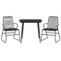 vidaXL Juego de comedor de jardín 3 piezas ratán PVC negro vidaXL Juego de comedor de jardín 3 piezas ratán PVC negro