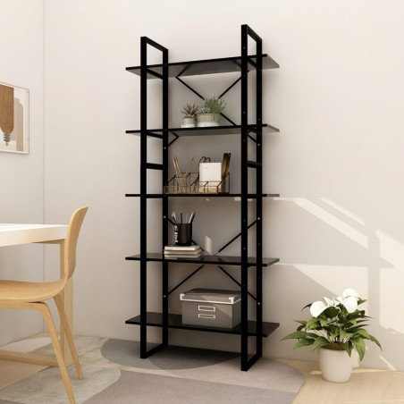 vidaXL Estantería de 5 niveles madera de ingeniería negra 80x30x175 cm