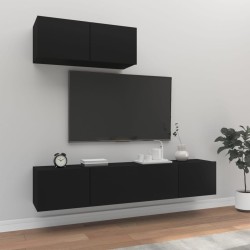 vidaXL Set de muebles para TV 3 piezas madera contrachapada negro