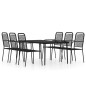 vidaXL Juego de comedor de jardín 7 piezas negro vidaXL Juego de comedor de jardín 7 piezas negro