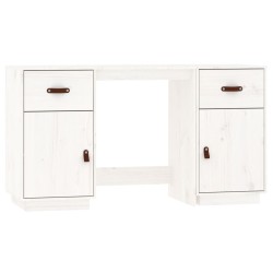 vidaXL Escritorio y armarios madera maciza de pino blanco 135x50x75 cm