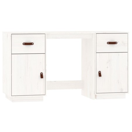 vidaXL Escritorio y armarios madera maciza de pino blanco 135x50x75 cm