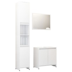 vidaXL Juego de muebles de baño 3 pzas madera ingeniería blanco brillo