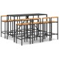 vidaXL Mesa bar y taburetes jardín 9 pzas madera acacia ratán PE negro