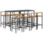 vidaXL Mesa bar y taburetes jardín 9 pzas madera acacia ratán PE negro