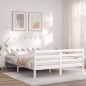 vidaXL Estructura de cama con cabecero madera maciza blanco 140x200 cm vidaXL Estructura de cama con cabecero madera maciza blanco 140x200 cm