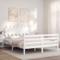 vidaXL Estructura de cama con cabecero madera maciza blanco 140x200 cm vidaXL Estructura de cama con cabecero madera maciza blanco 140x200 cm