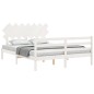 vidaXL Estructura de cama con cabecero madera maciza blanco 140x200 cm vidaXL Estructura de cama con cabecero madera maciza blanco 140x200 cm