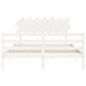 vidaXL Estructura de cama con cabecero madera maciza blanco 140x200 cm vidaXL Estructura de cama con cabecero madera maciza blanco 140x200 cm