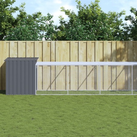 vidaXL Gallinero con corral acero galvanizado gris 110x609x110 cm