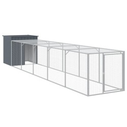vidaXL Gallinero con corral acero galvanizado gris 110x609x110 cm