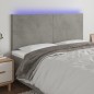 vidaXL Cabecero con luces LED terciopelo gris claro 200x5x118/128 cm vidaXL Cabecero con luces LED terciopelo gris claro 200x5x118/128 cm