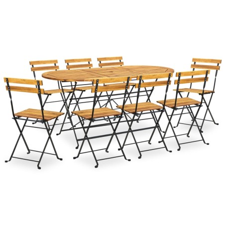 vidaXL Comedor de jardín plegable 9 piezas de madera maciza de acacia