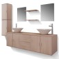 vidaXL Conjunto de muebles de baño con lavabo y grifo 11 piezas beige vidaXL Conjunto de muebles de baño con lavabo y grifo 11 piezas beige
