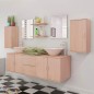 vidaXL Conjunto de muebles de baño con lavabo y grifo 11 piezas beige vidaXL Conjunto de muebles de baño con lavabo y grifo 11 piezas beige