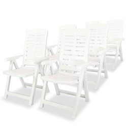 vidaXL Sillas de jardín reclinables 6 unidades plástico blanco