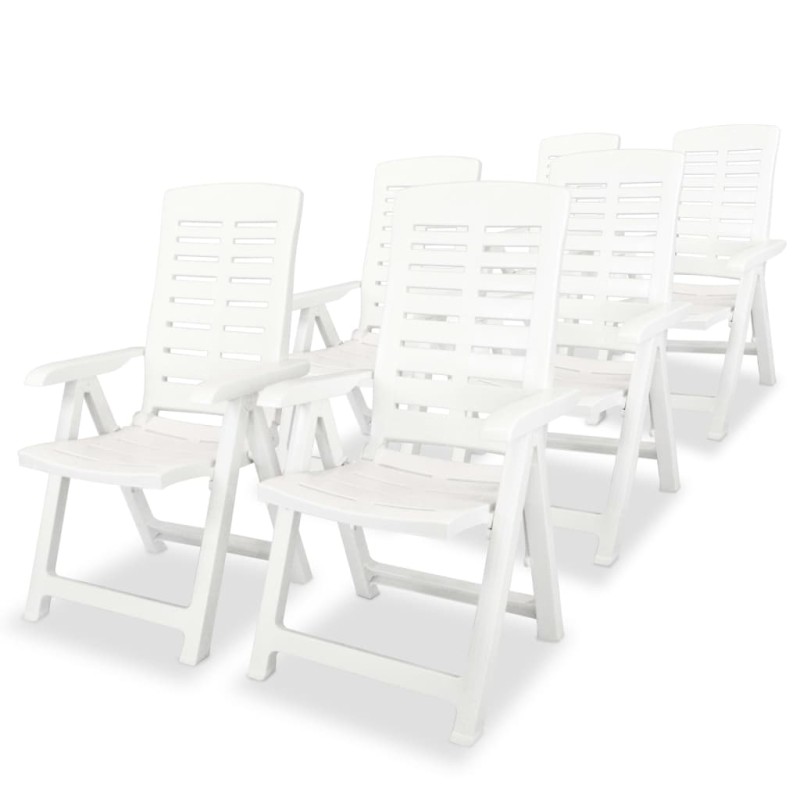 vidaXL Sillas de jardín reclinables 6 unidades plástico blanco vidaXL Sillas de jardín reclinables 6 unidades plástico blanco