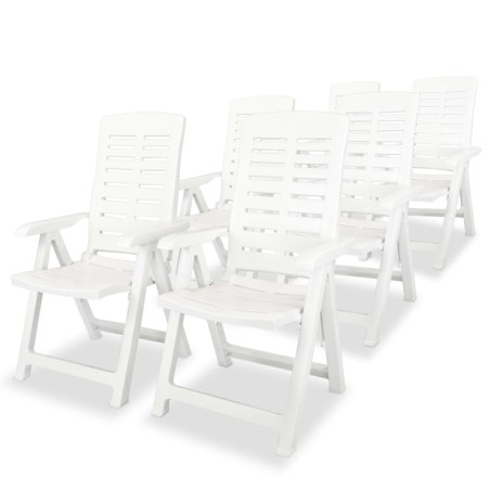 vidaXL Sillas de jardín reclinables 6 unidades plástico blanco