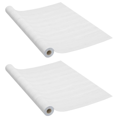 vidaXL Láminas autoadhesivas muebles 2 uds PVC madera blanca 500x90 cm
