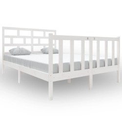 vidaXL Estructura de cama de madera maciza de pino blanco 140x190 cm
