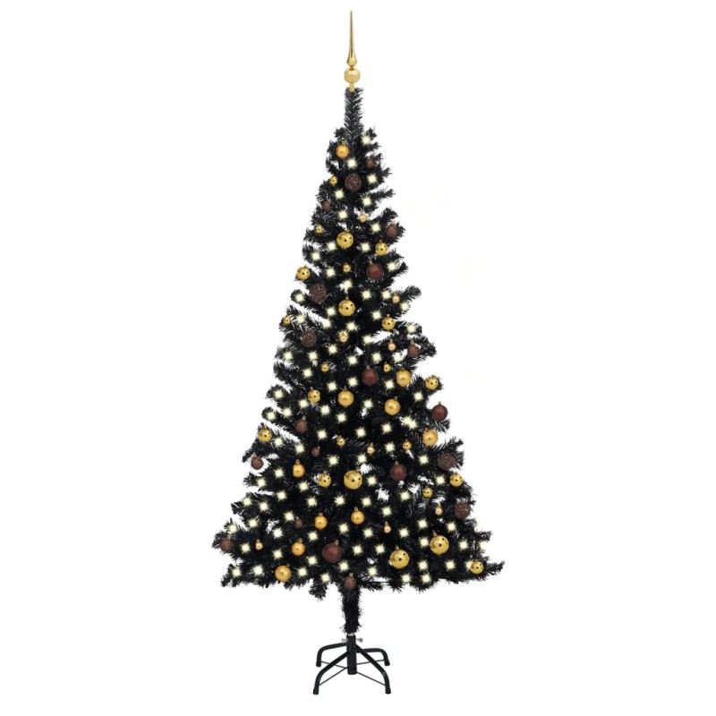vidaXL Árbol de Navidad preiluminado con luces y bolas negro 240 cm vidaXL Árbol de Navidad preiluminado con luces y bolas negro 240 cm
